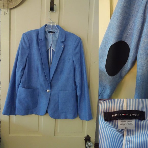 Tommy Hilfiger Jackets & Blazers - Tommy Hilfiger Linen-Blend Elbow Patch Blazer, 16